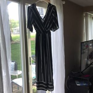 Black and white striped jumpsuit XL